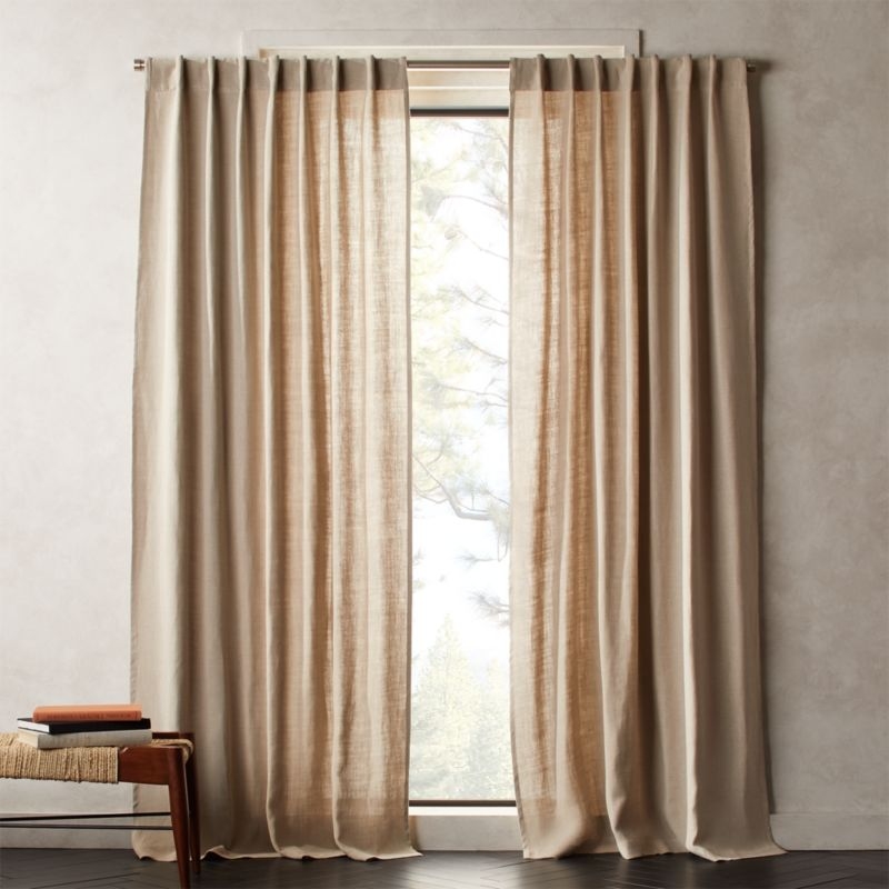 Heavyweight Natural Linen Window Curtain Panel 48"x108" - Image 0