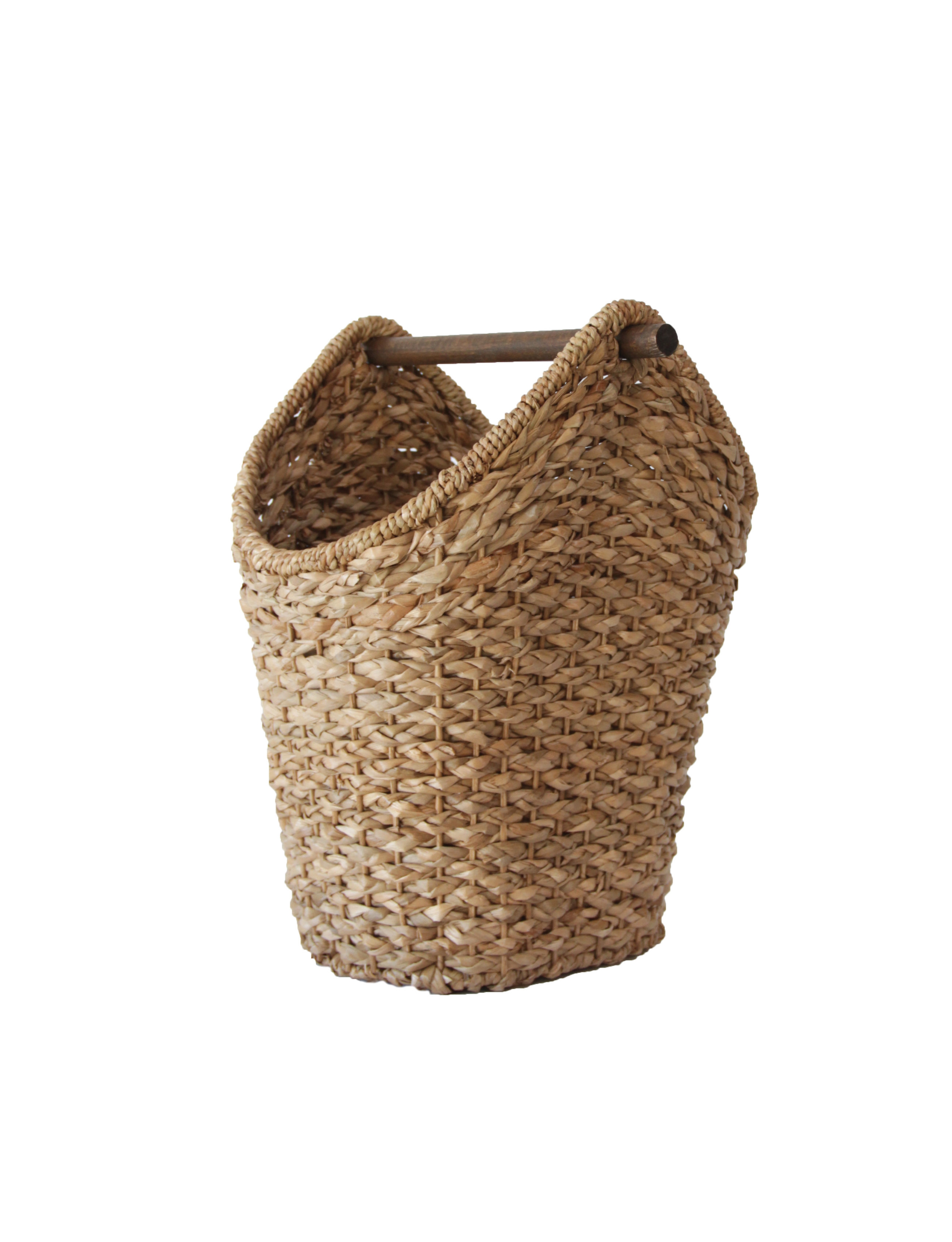Bankuan Braided Oval Toilet Paper Basket with Wood Bar - Image 0