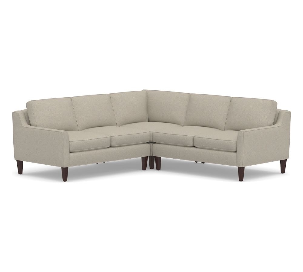 Beverly Upholstered 3-Piece L-Shaped Corner Sectional, Polyester Wrapped Cushions, Performance Boucle Fog - Image 0