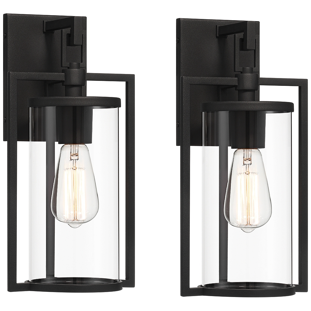 Rennes 15 3/4" High Black Outdoor Wall Light Set of 2 - Image 0