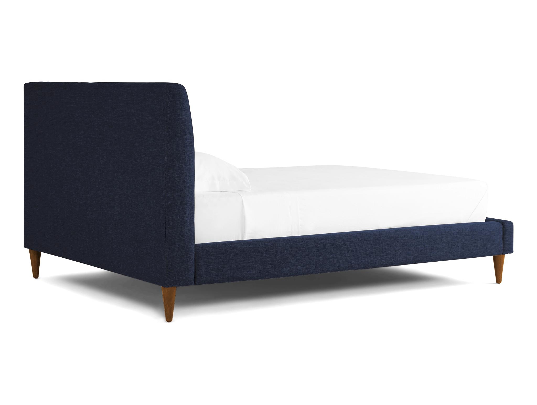 Blue Eliot Mid Century Modern Bed - Bentley Indigo - Mocha - Queen - Image 3