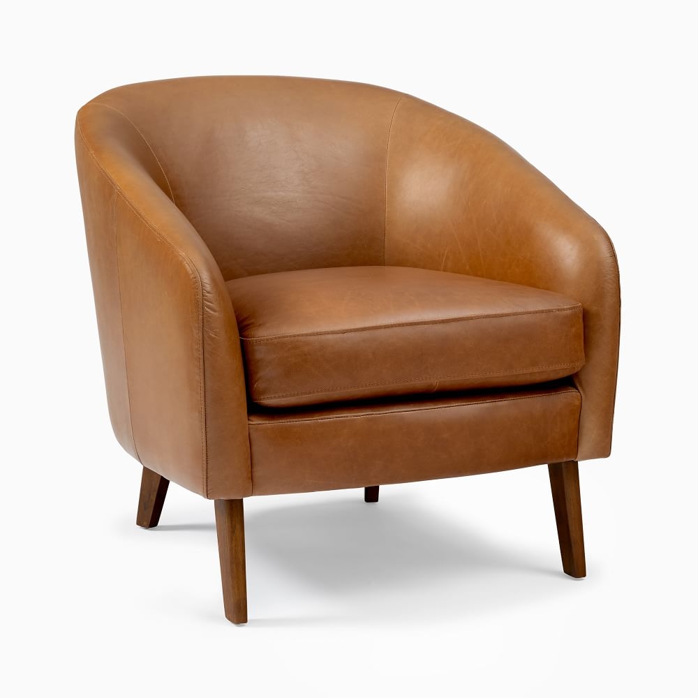 Jonah Leather Chair, Saddle Leather, Nut, Pecan - Image 0