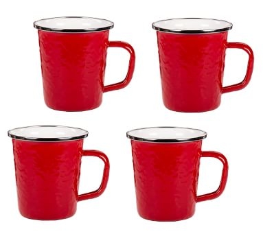 Solid Enamel Mugs, Set of 4 - White - Image 2