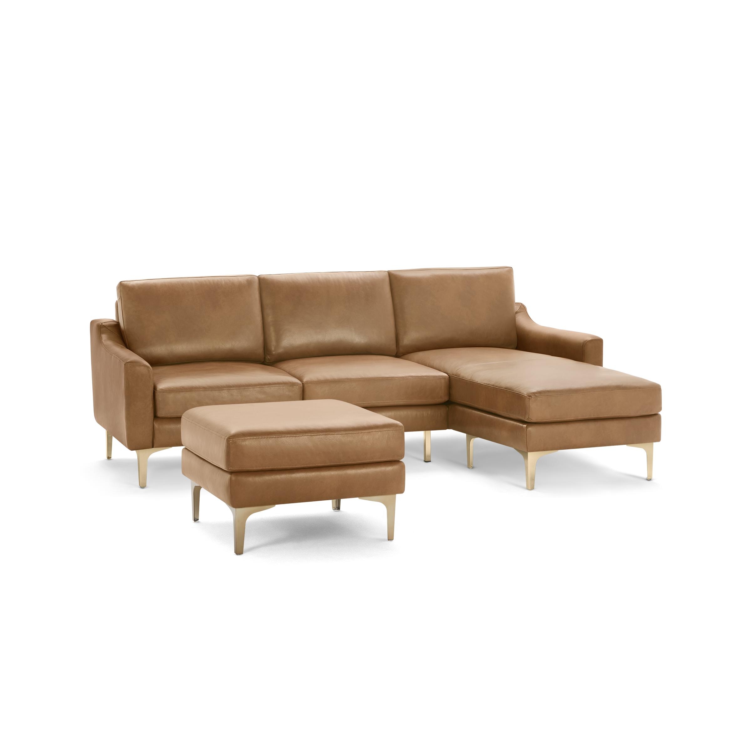 Nomad Leather Sectional and Ottoman in Camel - Image 0
