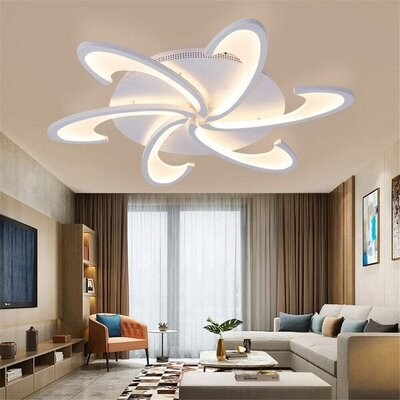 6 Head Modern Stepless Dimming LED Petal Ceiling Lamp With Remote Control (White) - Image 0