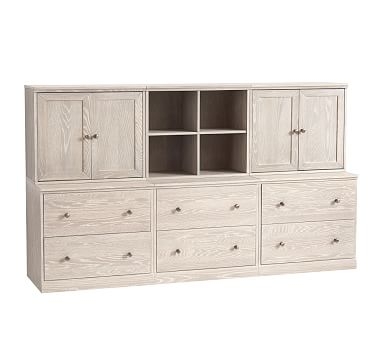 Cameron 1 Cubby, 2 Cabinets, &amp; 3 Double Drawer Base Set, Heritage Fog, Flat Rate - Image 0
