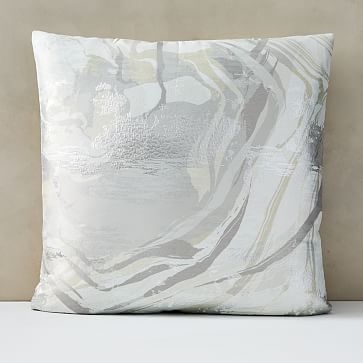 Marble Swirl Pillow Cover, 24"x24", Frost Gray - Image 0