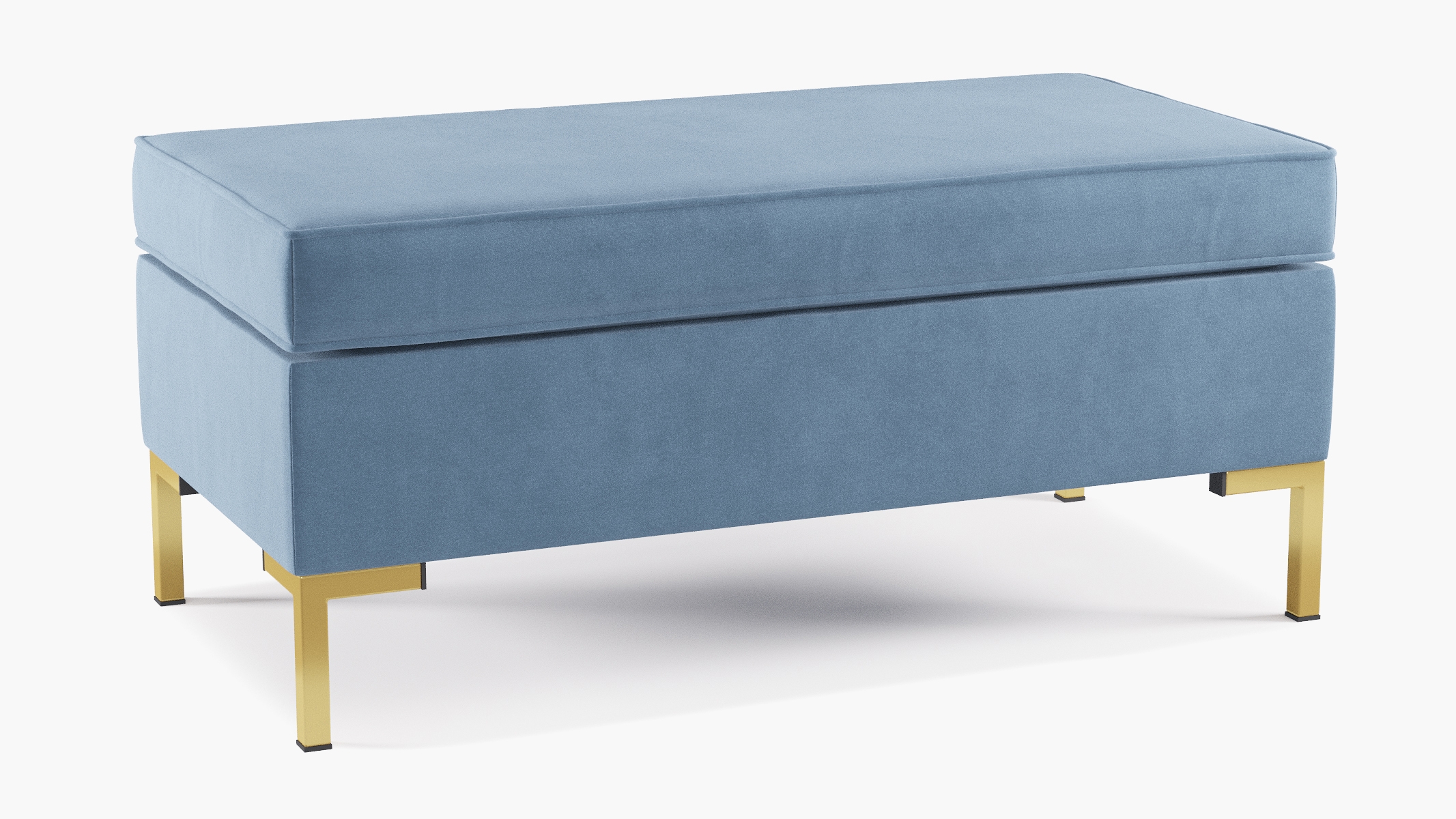Modern Bench, Ocean Classic Velvet, Brass - Image 1