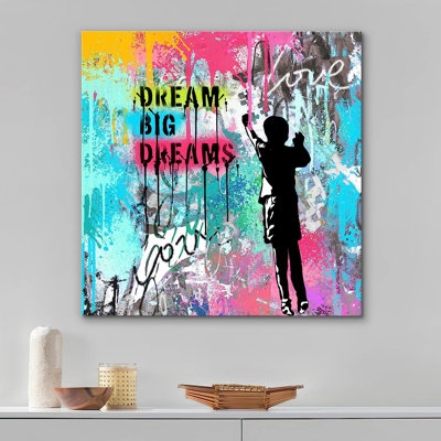Dream Big Dream Banksy Urban On Canvas Bold Art - Image 0