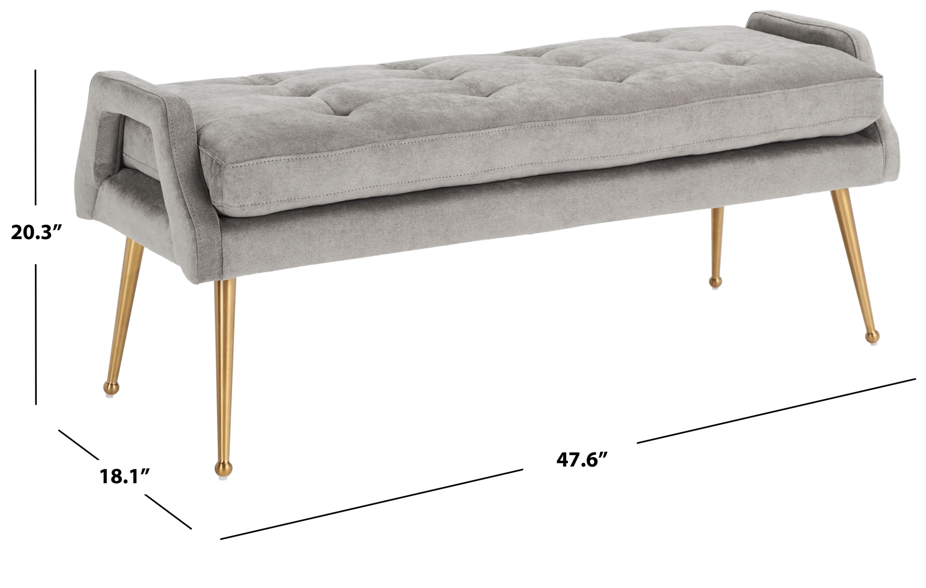 Everdeen Bench - Silver Grey / Gold - Safavieh - Image 7