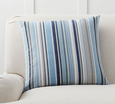 Ziri Reversible Stripe Pillow Cover, 20", Blue Multi - Image 1