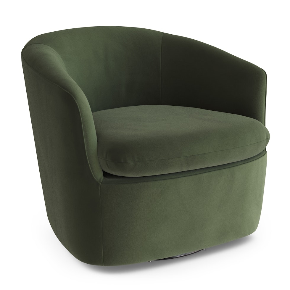 Turoy 32.5" Velvet Swivel Lounge Chair - Hale Fir Green - Image 0