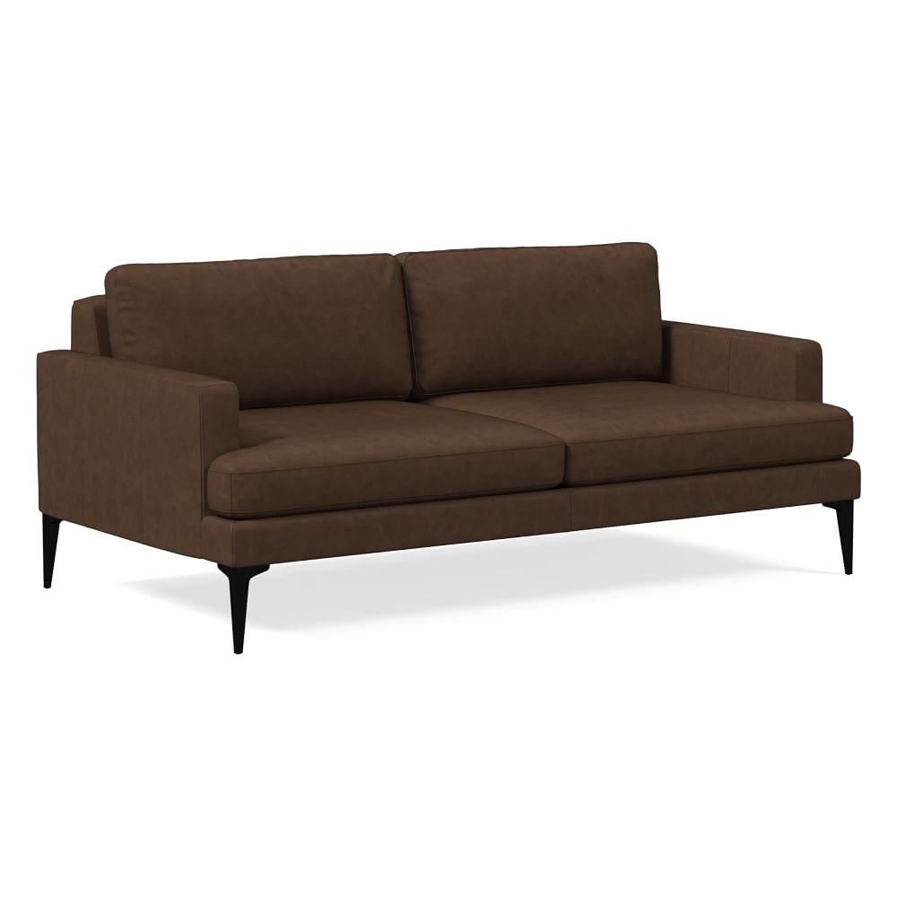 Andes 77" Multi-Seat Sofa, Standard Depth, Vegan Leather, Molasses, Dark Pewter - Image 0