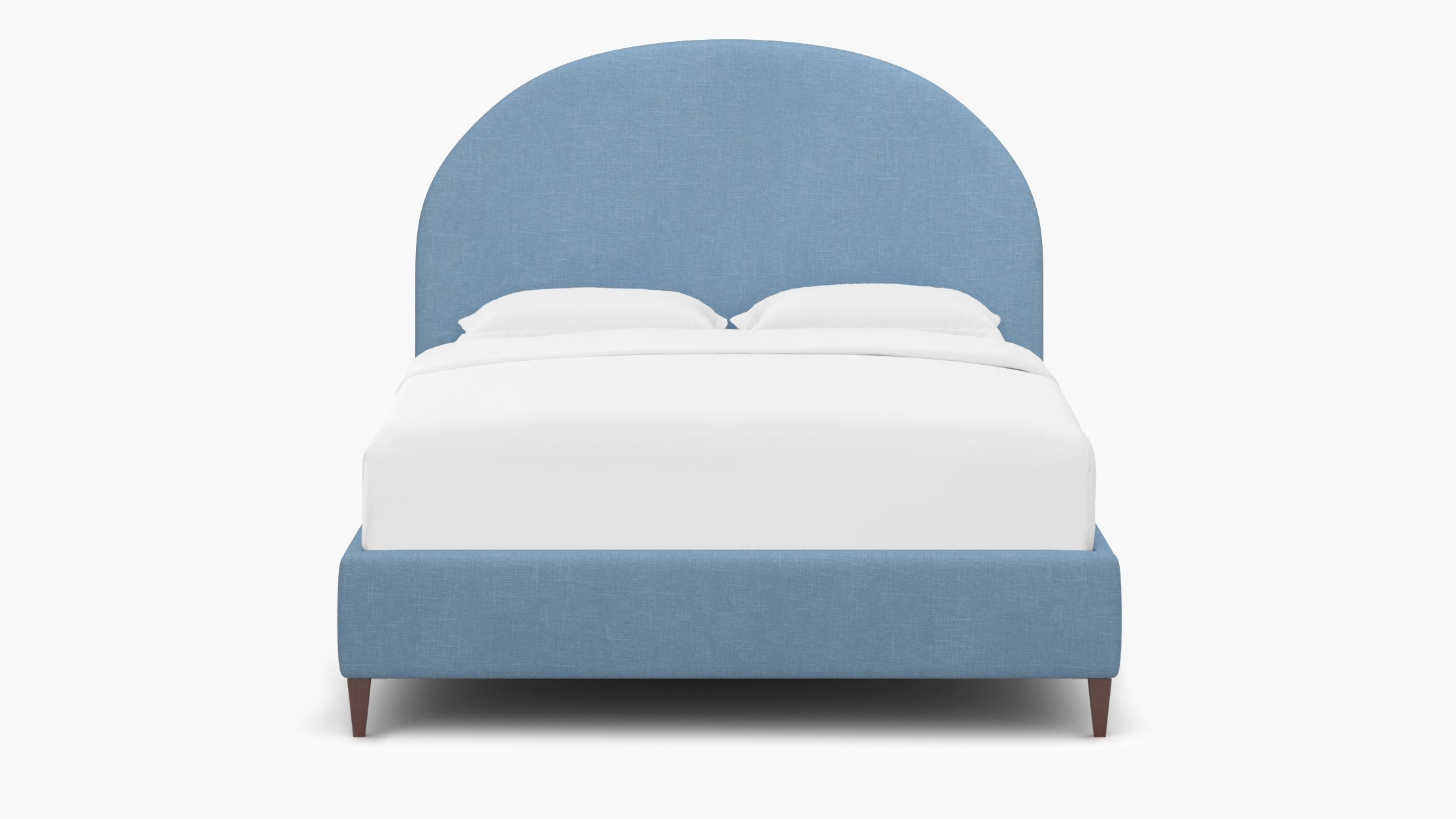 Demilune Bed, French Blue Everyday Linen, Walnut Square Tapered Leg, King - Image 0