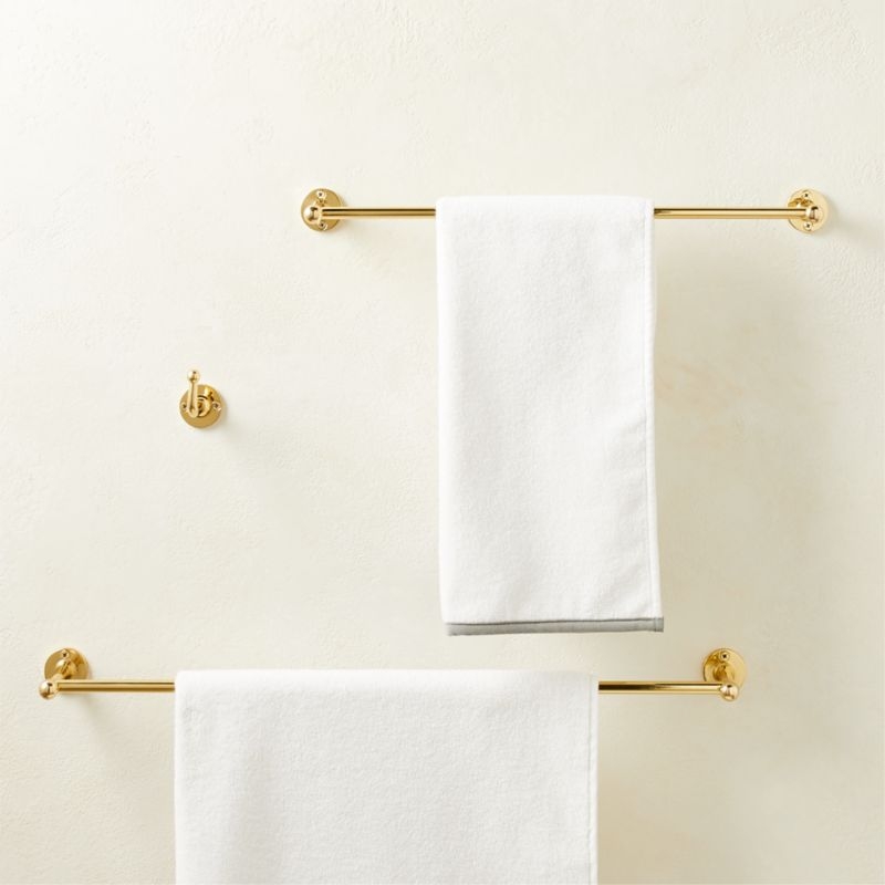 Boule-Inspired Polished Brass Towel Bar 18" - Image 2