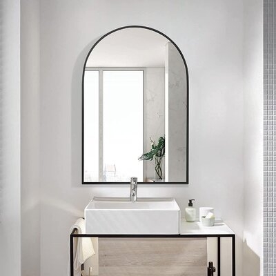 Wall Mounted Mirror, 20"X30" Arch Bathroom Mirror, Black Vanity Wall Mirror W/ Metal Frame For Bedroom, Entryway, Living Room - Image 0