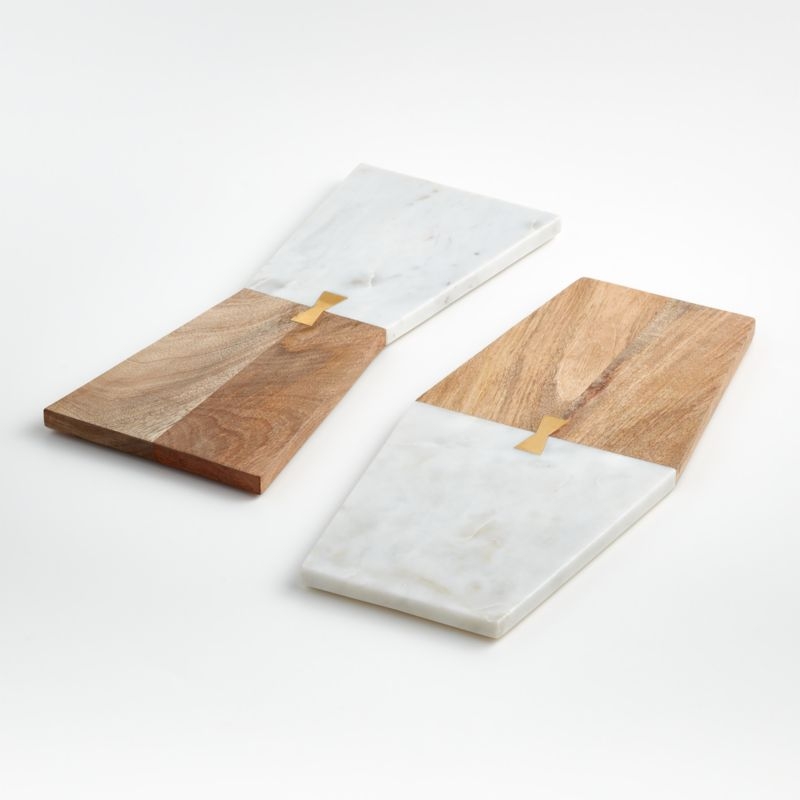 Salvia Narrow Nesting Marble and Wood Cheese Board - Image 2