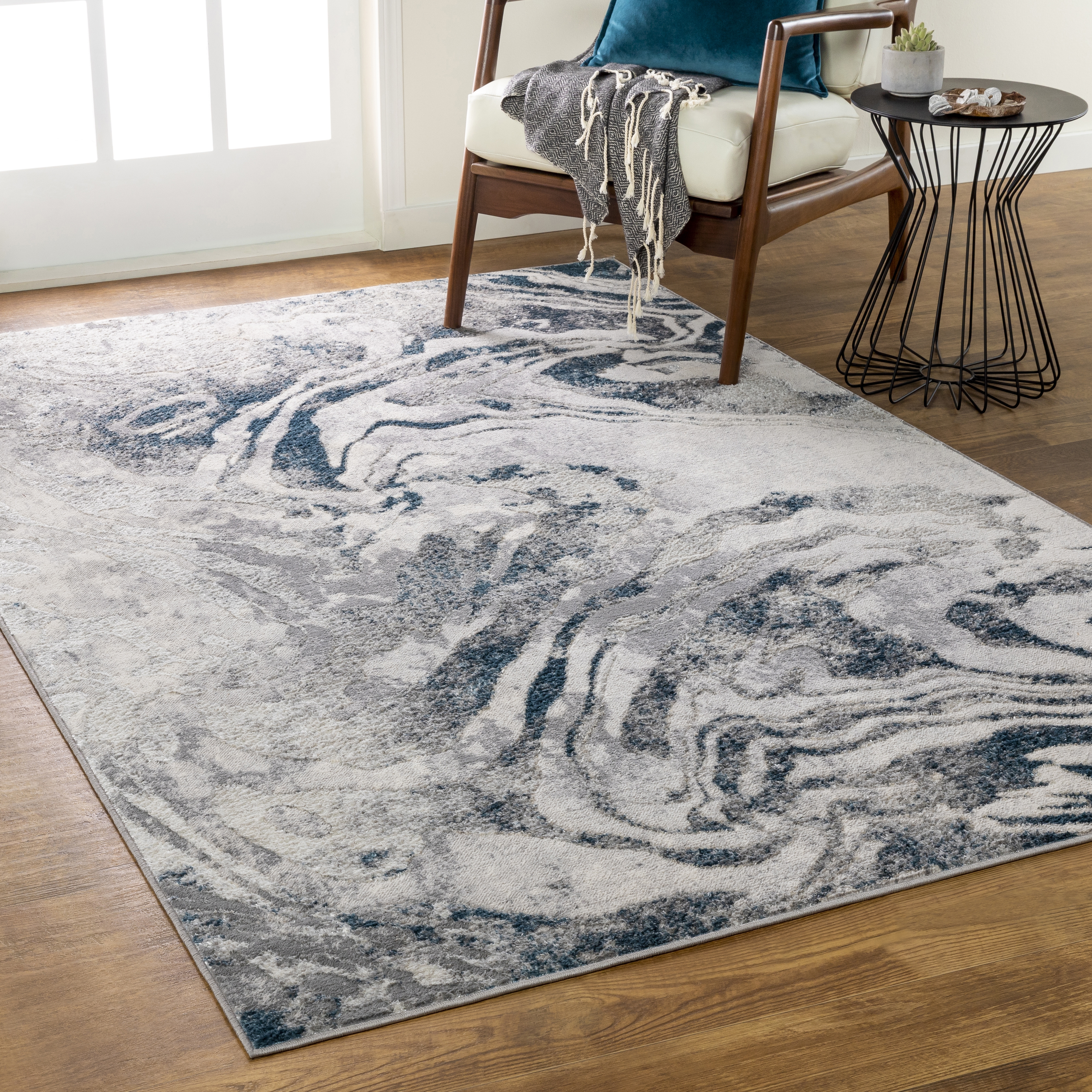 Firenze Gray Indoor 2'7" x 3'10" Machine Woven Rug - Image 1