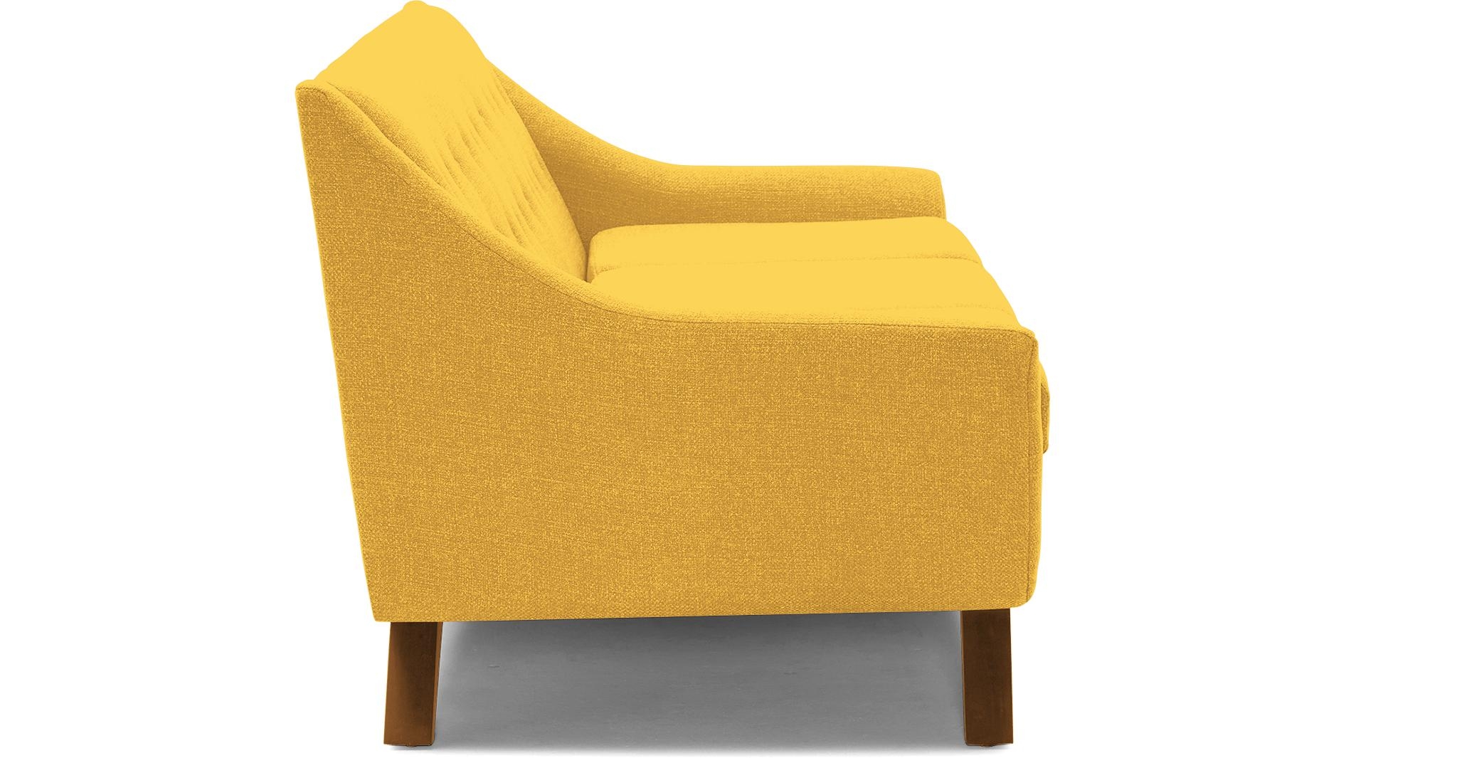 Yellow Aubrey Mid Century Modern Sofa - Bentley Daisey - Mocha - Image 2