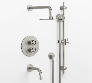 Tilden Thermostatic Cross-Handle Bathtub & Hand-Held Shower Faucet Set, Polished Nickel - Image 5