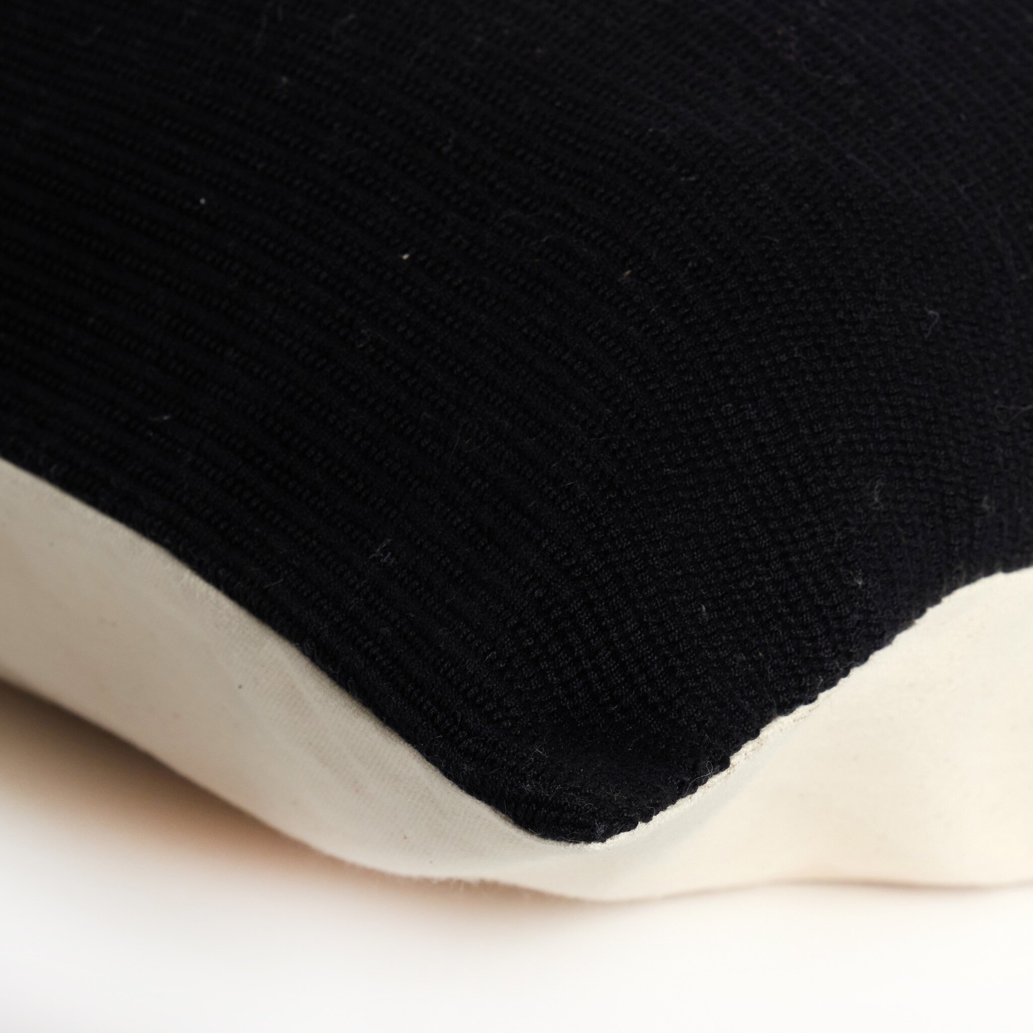 Handwoven Merido Pillow - Black - Beige Cotton - Image 6