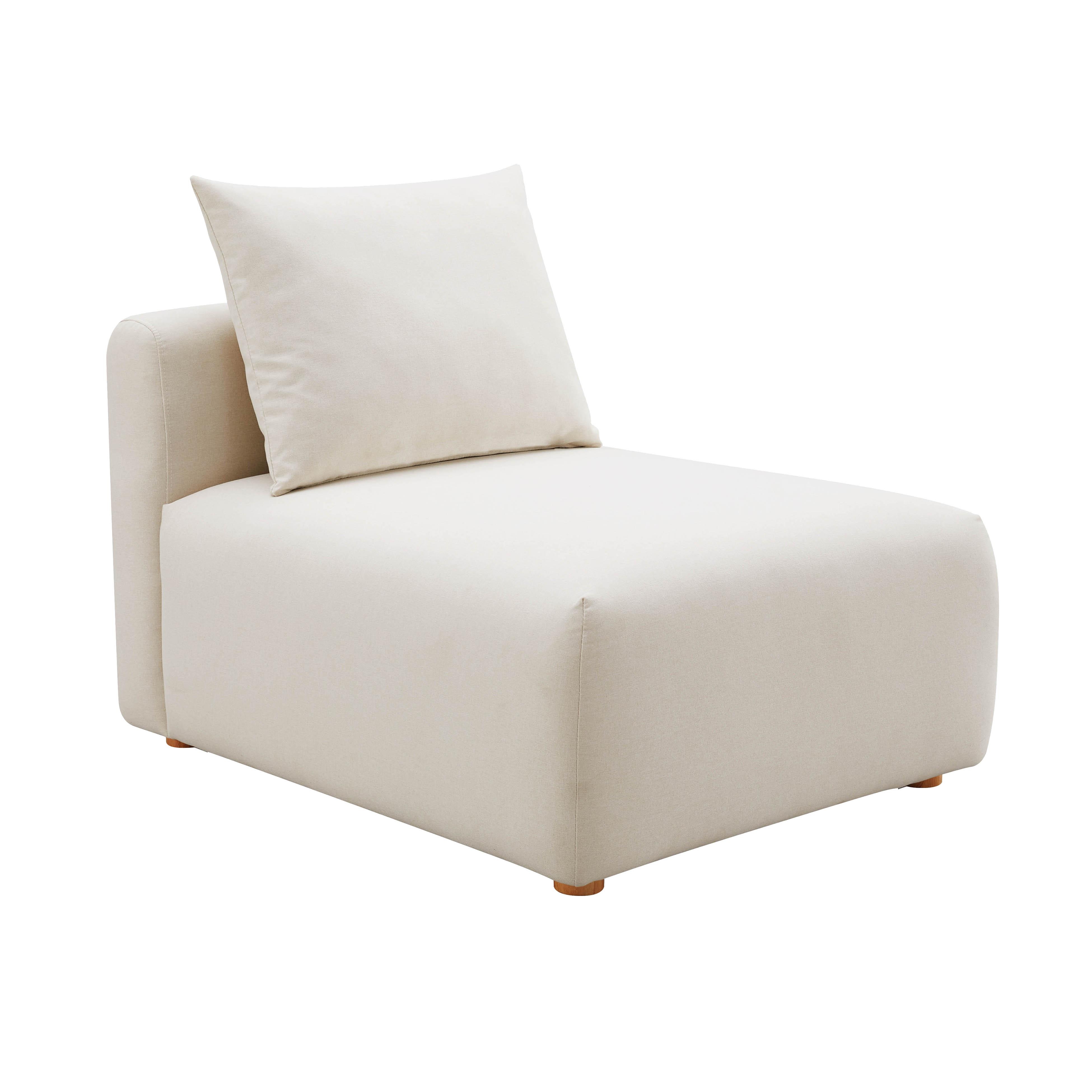 Hangover Cream Linen Modular Armless Chair - Image 0
