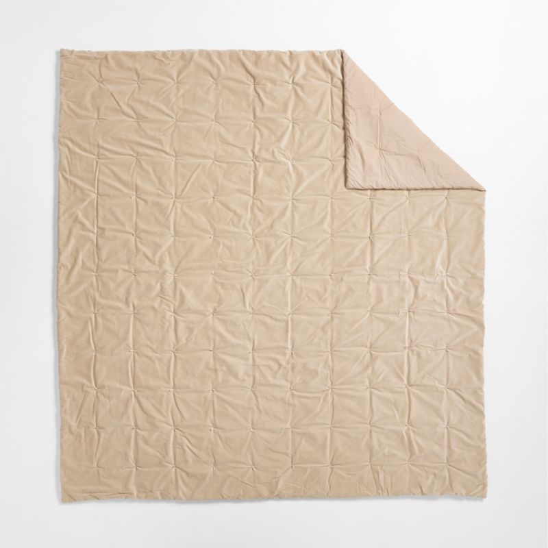 Organic Cotton Linen Velvet Sand Beige King Quilt - Image 1