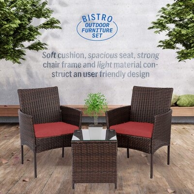 Miro 3 Piece Rattan Seating Group with Cushions - Image 0