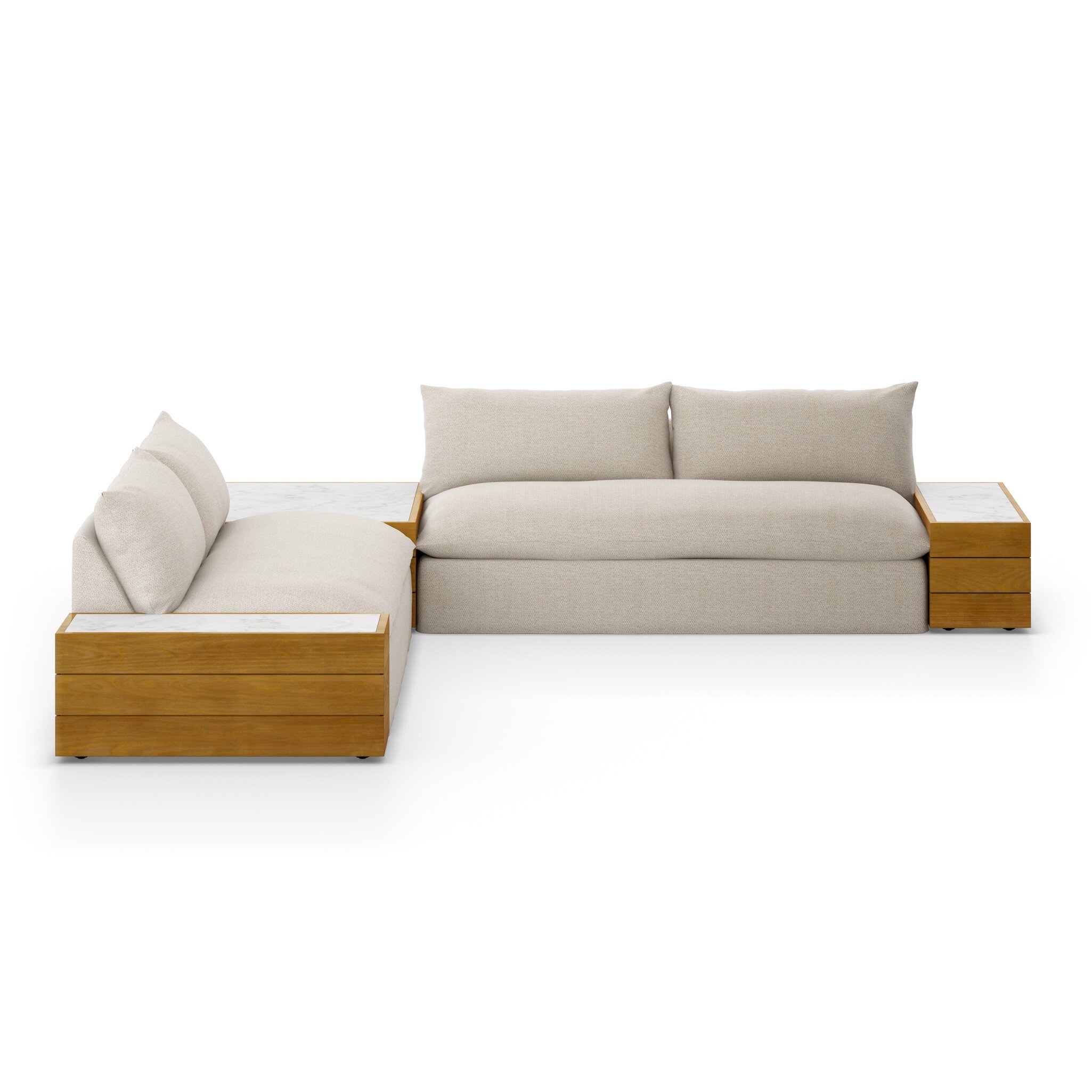 Grant Outdoor 2Pc Sectional W/ Coffee & End Tables - Faye Sand - Image 0