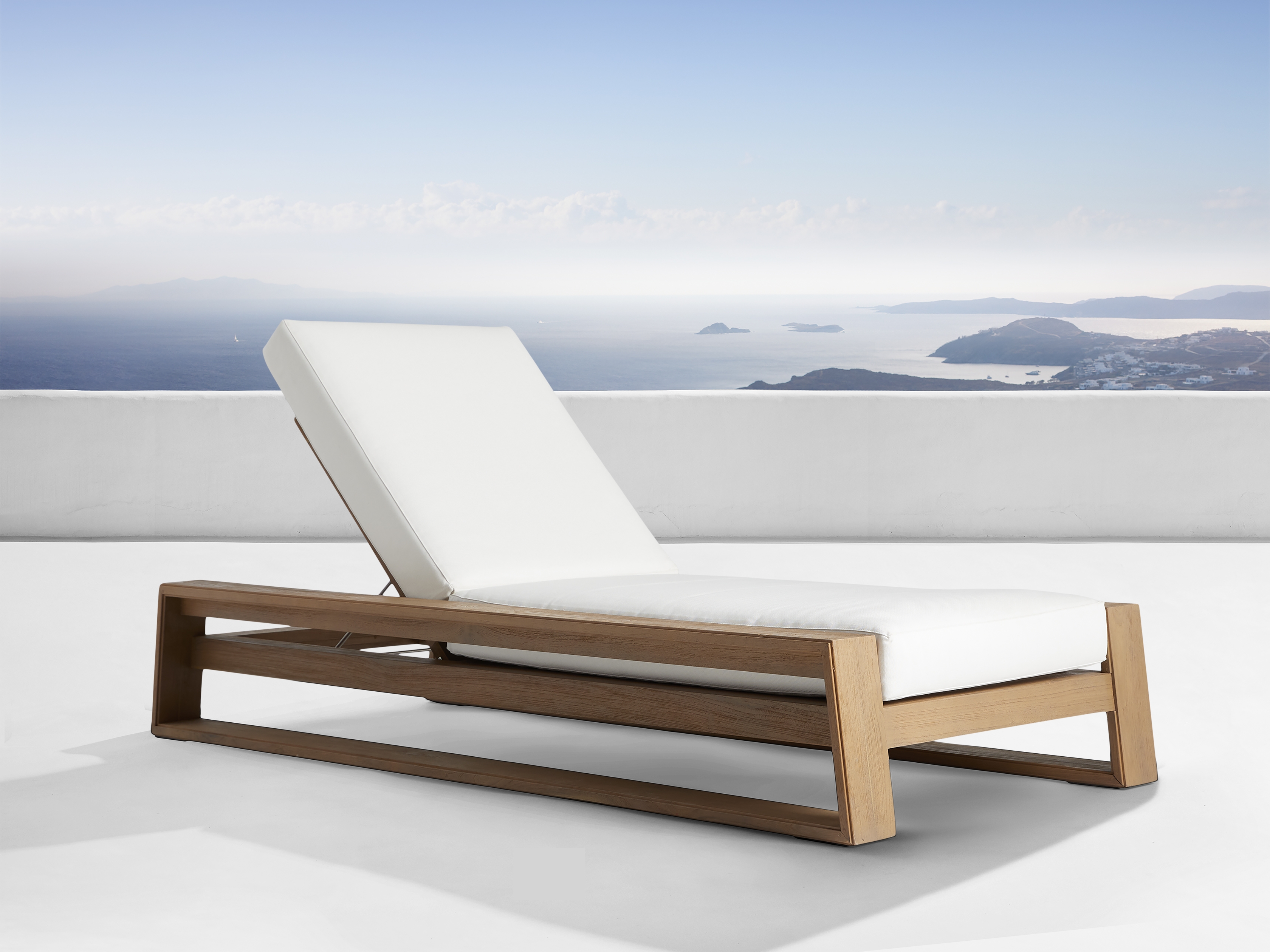 Canyon Weathered Fawn Outdoor Chaise in Eden Snow Teak White   - Image 0