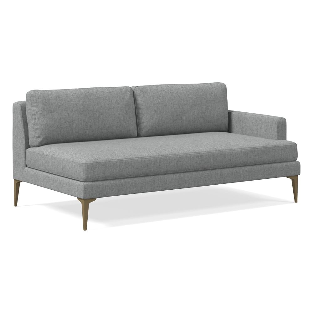 Andes Right Arm 2.5 Seater Sofa, Poly, Performance Coastal Linen, Anchor Gray, Blackened Brass - Image 0