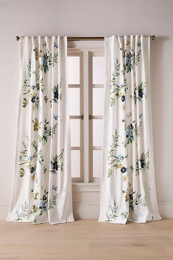 Velvet Embroidered Floral Curtain - Image 0