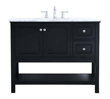 Taryn Single Sink Vanity, 2 Door, 2 Drawer, Black, 42" - Image 0
