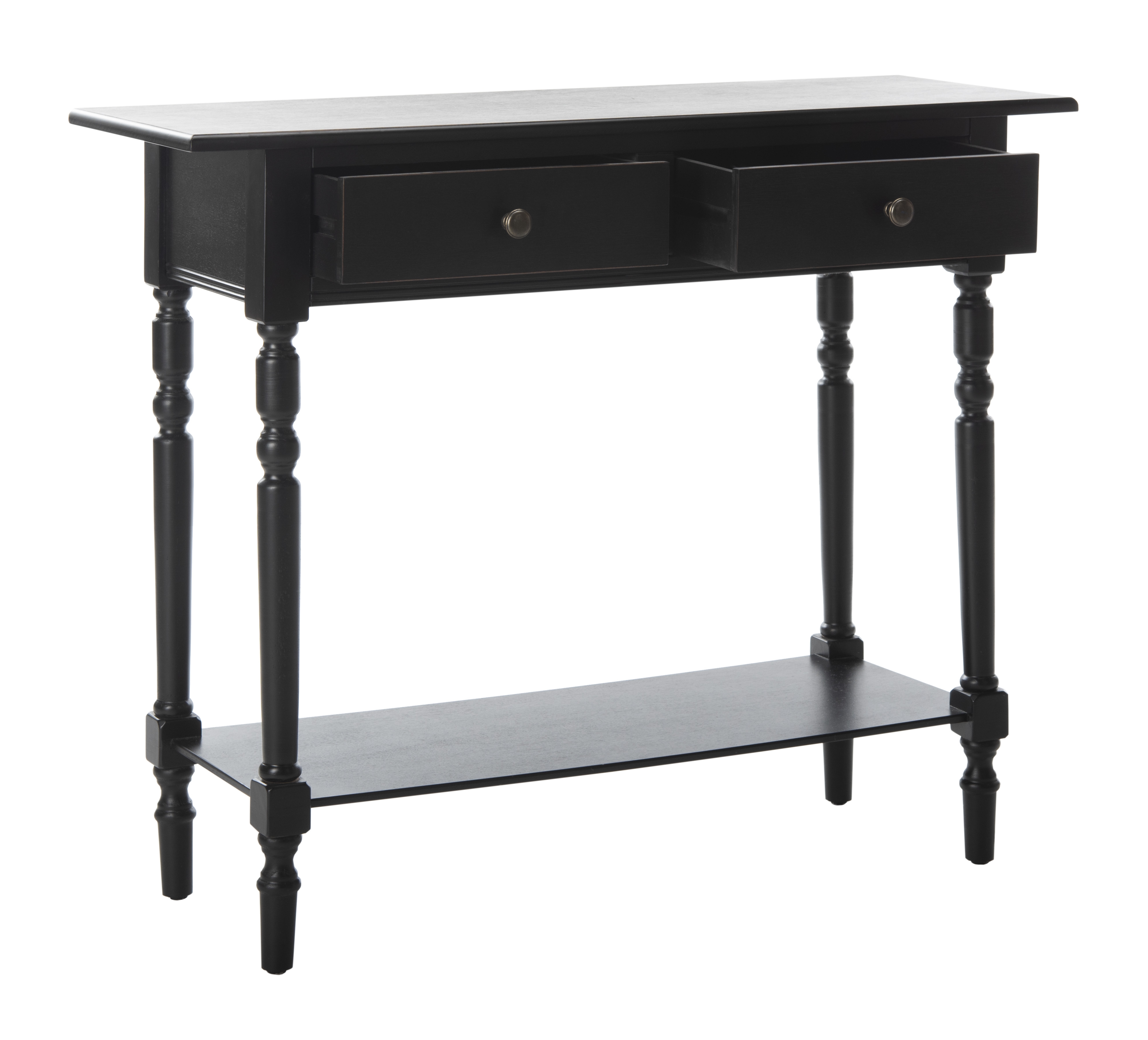 Rosemary 2 Drawer Console - Distressed Black - Safavieh - Image 1