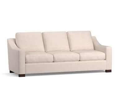 Turner Slope Arm Upholstered Loveseat, Down Blend Wrapped Cushions, Performance Heathered Basketweave Alabaster White - Image 3