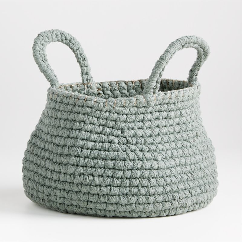 Uma Green Rope Knit Storage Basket with Handles - Image 5