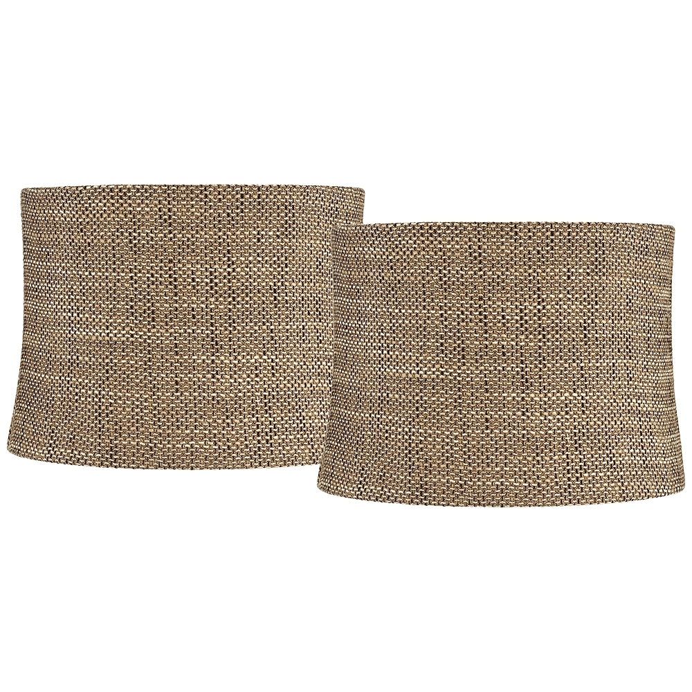 Charcoal Brown Set of 2 Drum Lamp Shades 13x14x10 (Spider) - Image 0