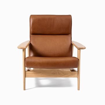 Mid-century Show Wood Highback Chair, Sierra Leather, Licorice, Pecan - Image 2