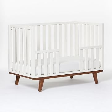 Modern Toddler Bed Conversion Kit, White/Pecan, WE Kids - Image 1