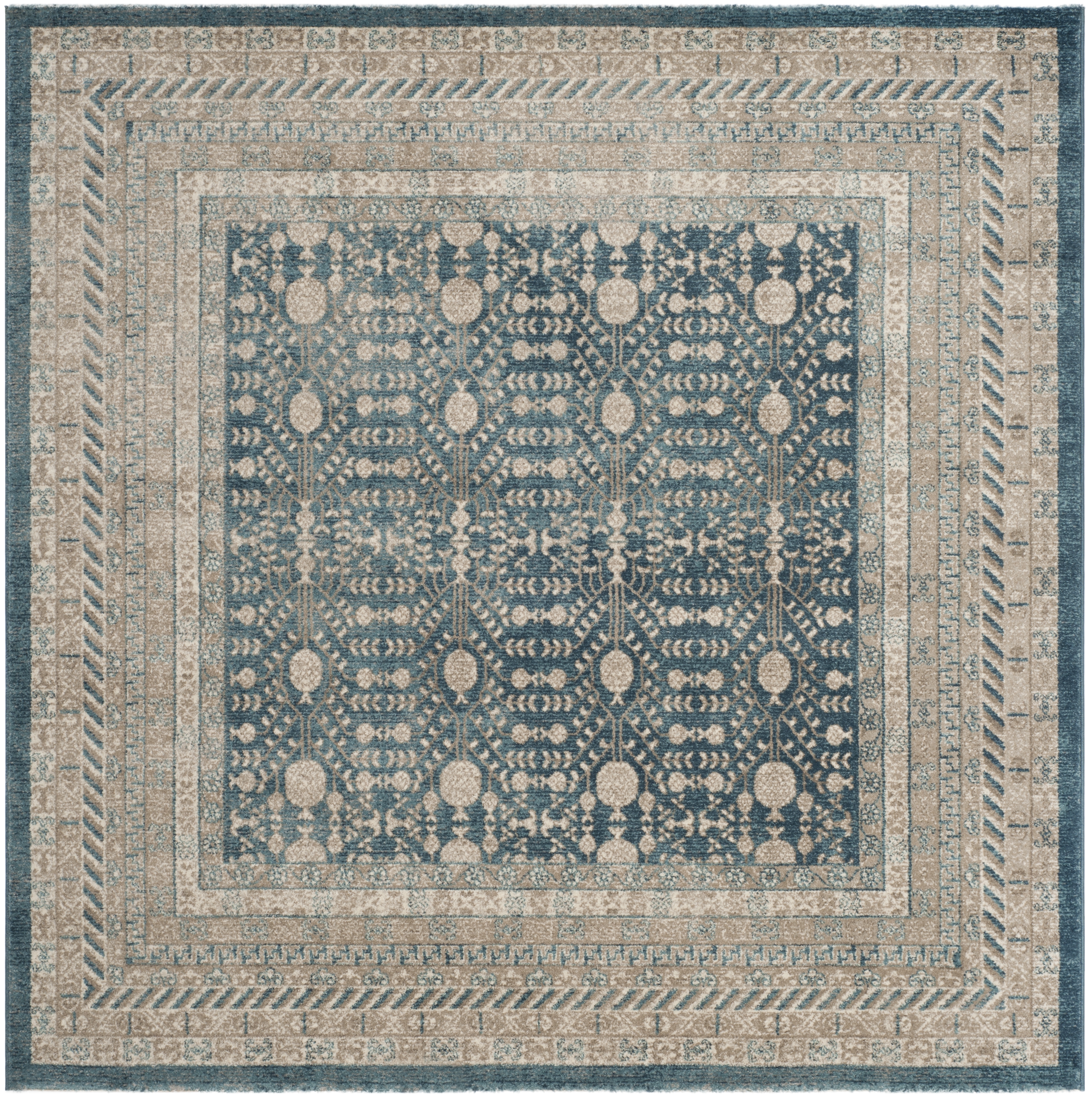 Arlo Home Woven Area Rug, SOF376C, Blue/Beige,  6' 7" X 6' 7" Square - Image 0