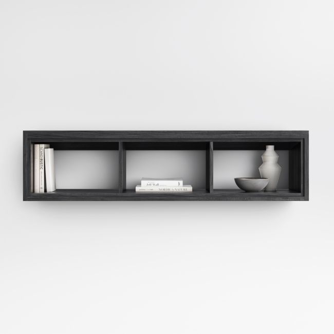 Calypso Black Wood Wall-Mounted Storage - Image 0