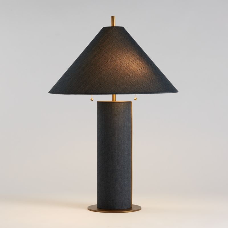 Remi Blue Linen Table Lamp - Image 2
