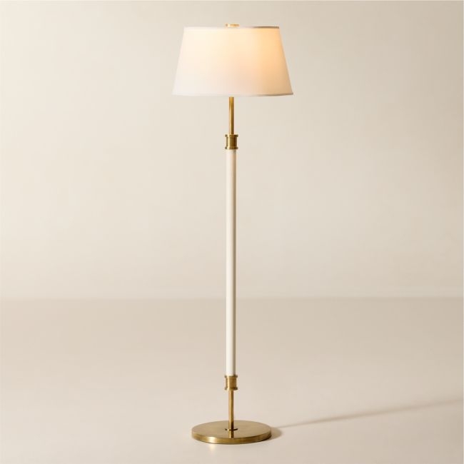 Viator Wrapped White Leather Floor Lamp - Image 0