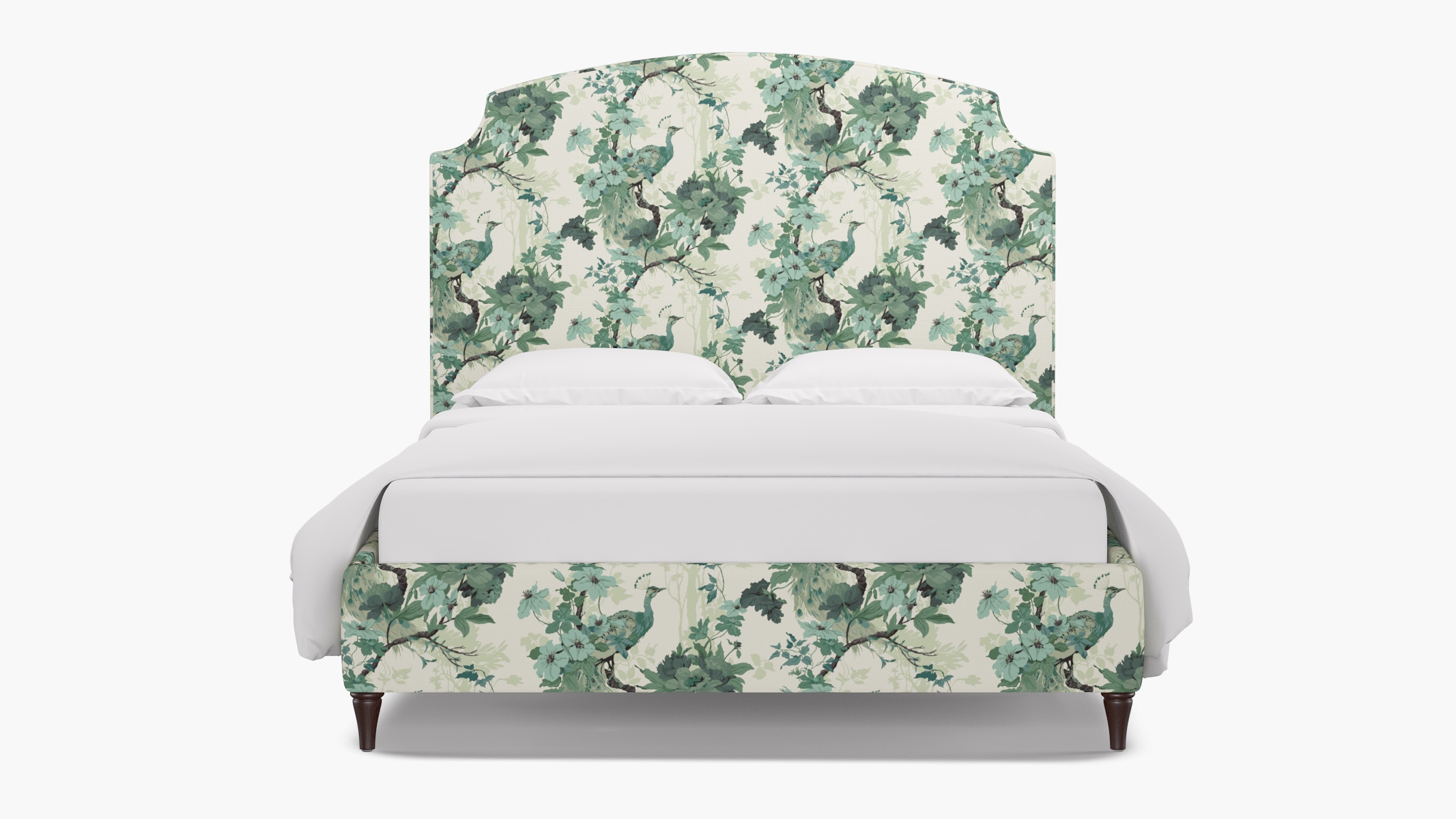 Cove Bed, Jade Peacock Park, Espresso Decorative Tapered Leg, King - Image 0