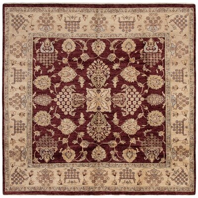 One-of-a-Kind Kalyssa Hand-Knotted Burgundy 7'10" x 8'1" Wool Area Rug - Image 0
