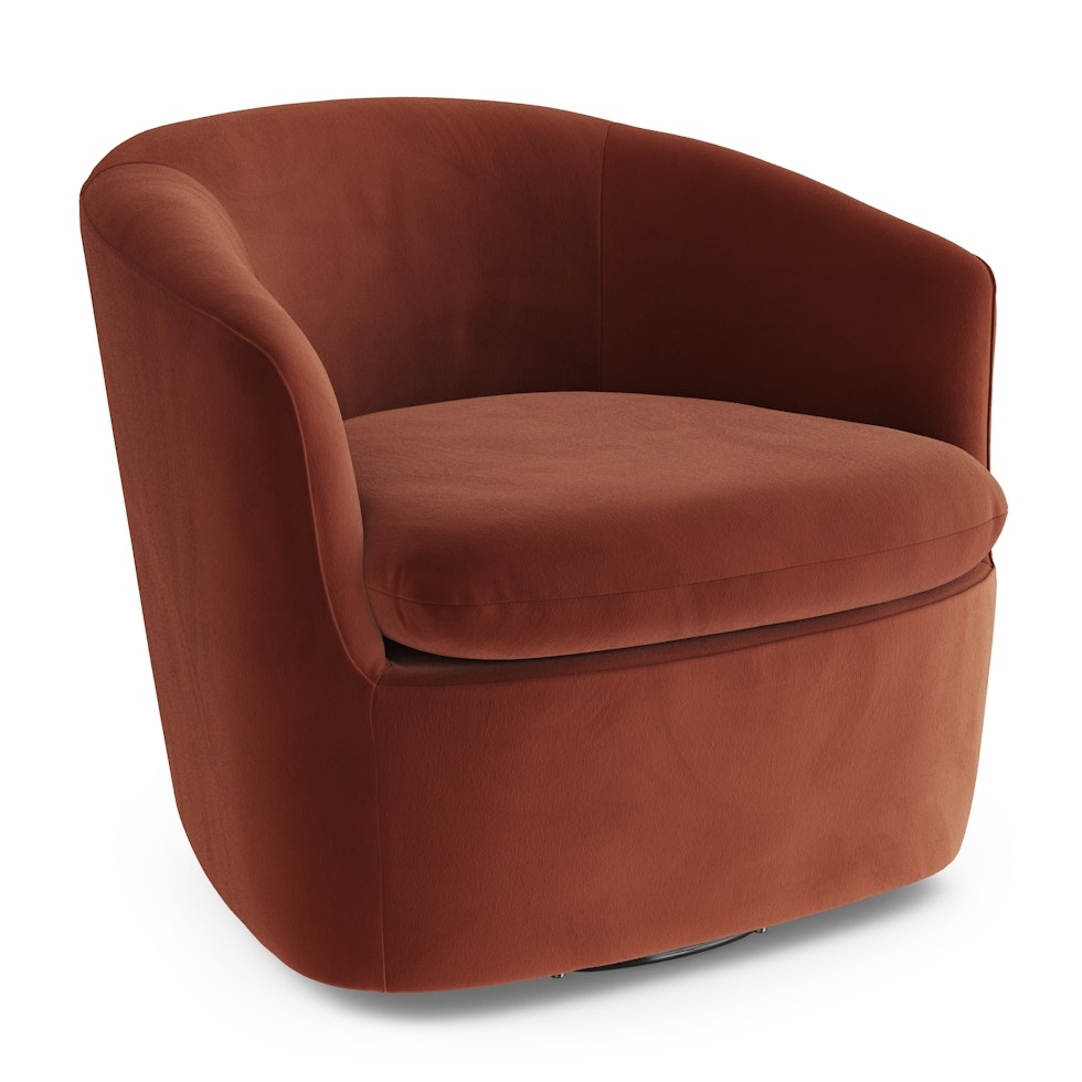 Turoy 32.5" Velvet Swivel Lounge Chair - Hale Rust - Image 0