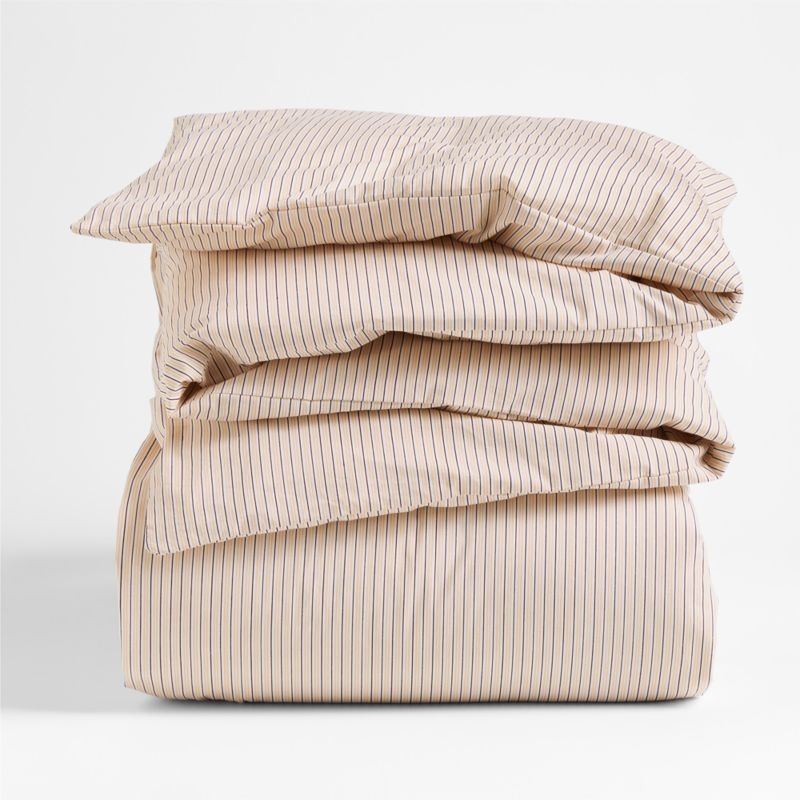 Cozy Cloud Organic Cotton Mini Stripe Reversible Elegant Pink Twin XL Duvet Cover - Image 2