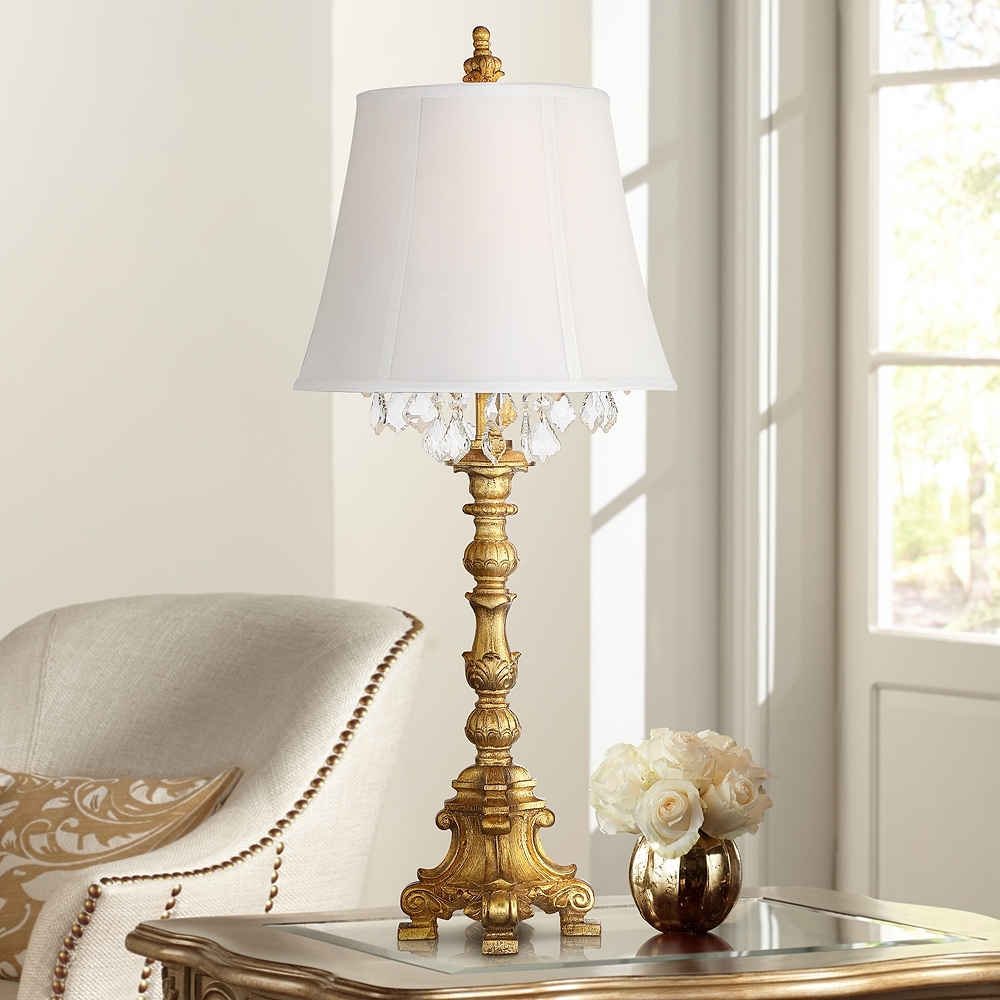Barnes and Ivy Duval 34" High Gold and Crystal Candlestick Table Lamp - Image 0
