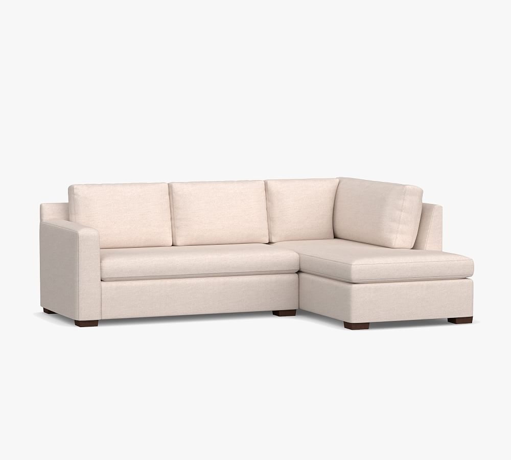 Shasta Square Arm Upholstered Left Sofa Return Bumper Sectional, Polyester Wrapped Cushions, Performance Heathered Tweed Pebble - Image 0