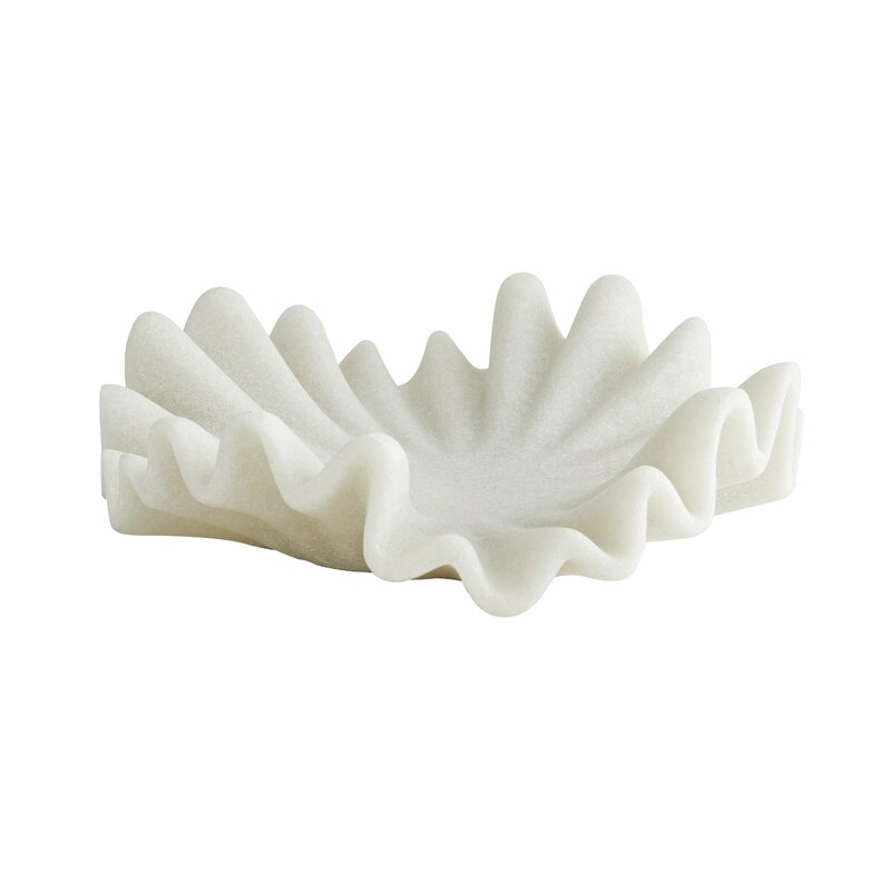 ARTERIORS Flora Marble Abstract Coastal Decorative Plate in White - Image 0